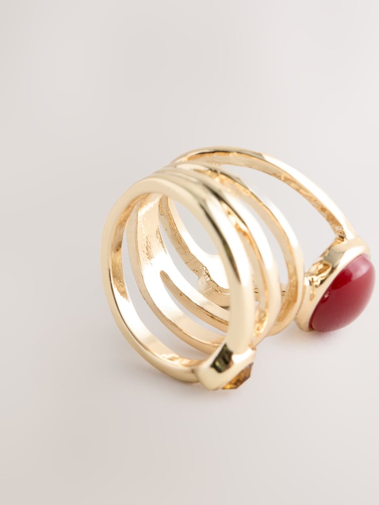 Gold Tone Resin Stone Scarf Ring - Image 5 of 5