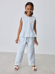 Baker by Ted Baker 2 Piece Peplum Gingham Top & Barrel Leg Trousers Set - Image 2 of 12