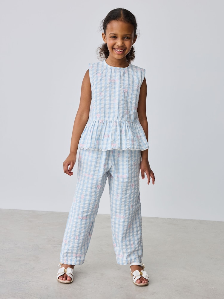 Baker by Ted Baker 2 Piece Peplum Gingham Top & Barrel Leg Trousers Set - Image 2 of 12