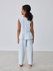 Baker by Ted Baker 2 Piece Peplum Gingham Top & Barrel Leg Trousers Set - Image 3 of 12
