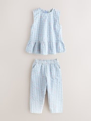 Baker by Ted Baker 2 Piece Peplum Gingham Top & Barrel Leg Trousers Set - Image 7 of 12