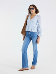River Island Blue Broderie Corset Blouse - Image 2 of 6