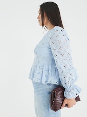 River Island Blue Broderie Corset Blouse - Image 3 of 6