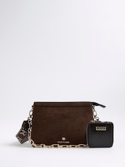 River Island Brown Suedette Chain Front Bag - Image 1 of 6