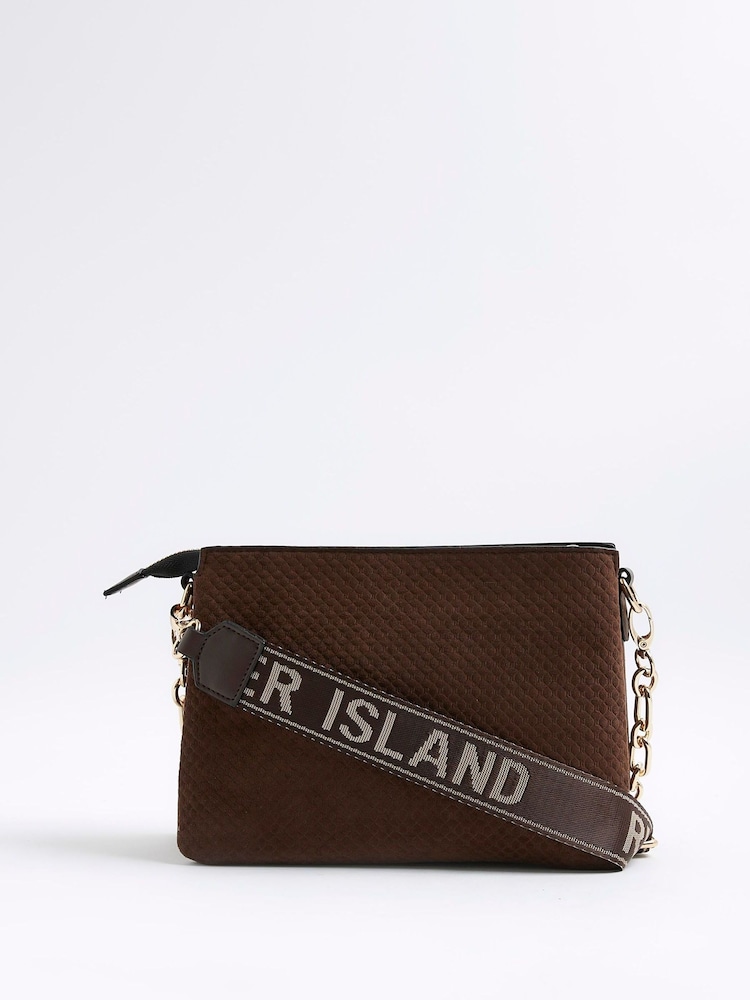 River Island Brown Suedette Chain Front Bag - Image 2 of 6