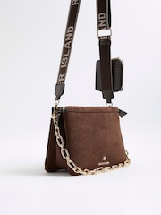 River Island Brown Suedette Chain Front Bag - Image 3 of 6