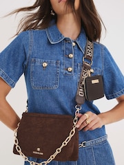 River Island Brown Suedette Chain Front Bag - Image 6 of 6