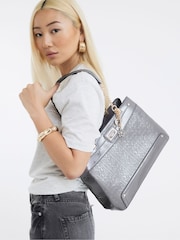 River Island Grey Chain Handle Embossed Tote Bag - Image 1 of 6