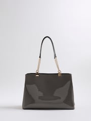 River Island Grey Chain Handle Embossed Tote Bag - Image 3 of 6