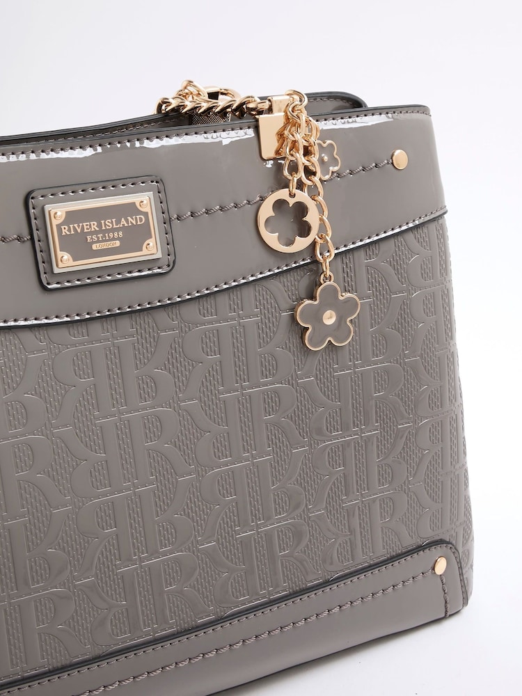 River Island Grey Chain Handle Embossed Tote Bag - Image 6 of 6