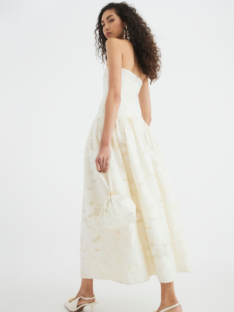 River Island Cream Bandeau Midi Dress - Image 2 of 4 River Island Cream Bandeau Midi Dress - Image 2 of 4