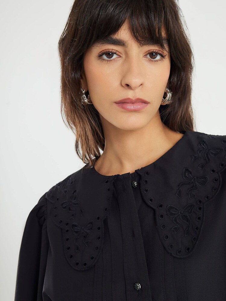 River Island Black Collar Mini Shirt Dress - Image 4 of 4
