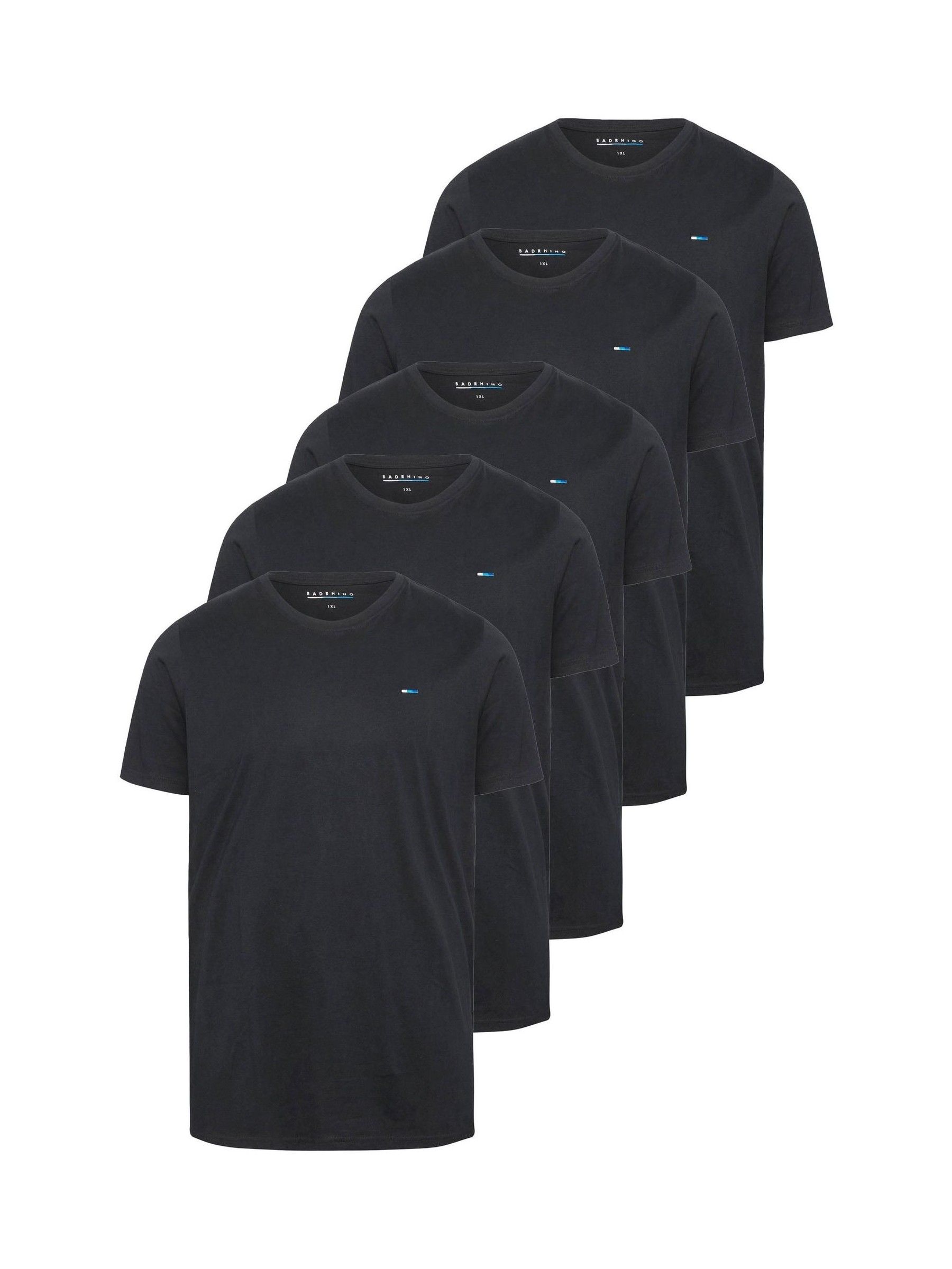 Badrhino Big & Tall Men's Black Longline T-Shirts 5 Pack