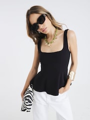 River Island Black Peplum Panel Vest - Image 1 of 4