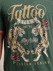 BadRhino Big & Tall Green Tattoo Tiger T-Shirt - Image 4 of 6