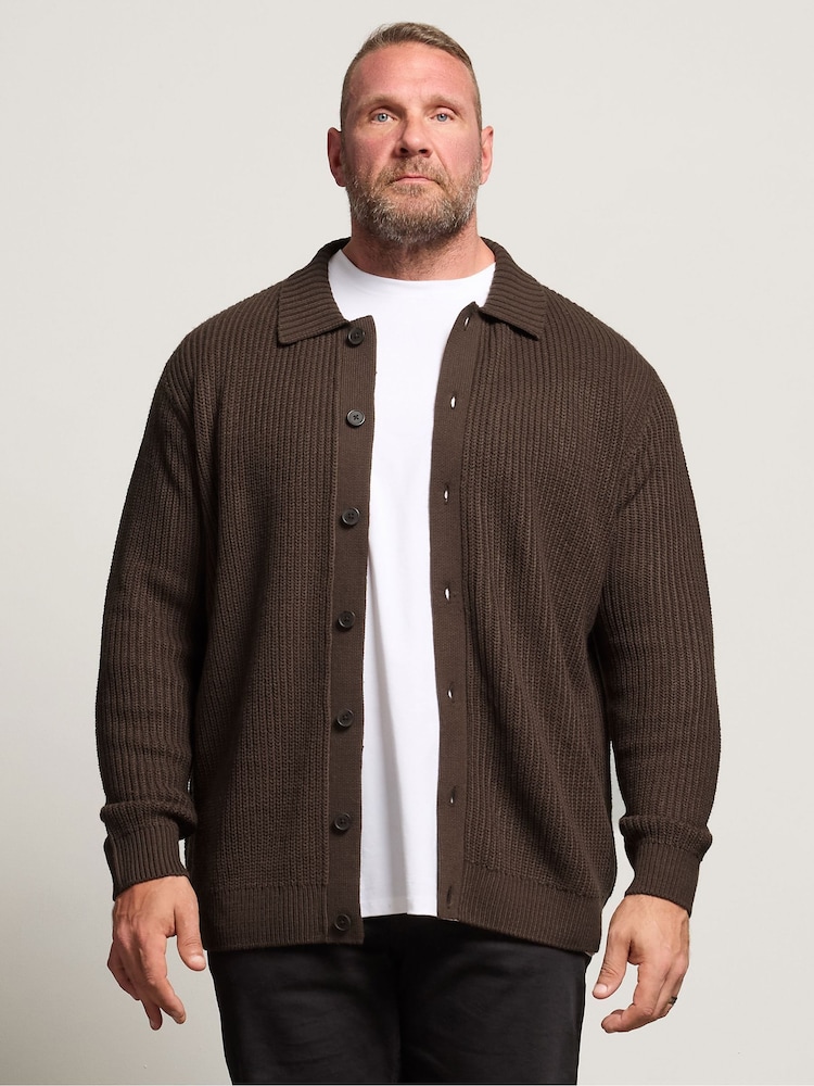 BadRhino Big & Tall Brown Knitted Shirt - Image 1 of 6
