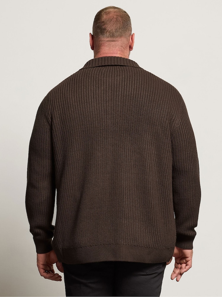 BadRhino Big & Tall Brown Knitted Shirt - Image 2 of 6