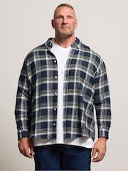 BadRhino Big & Tall Navy Blue Brushed Check Shirt - Image 1 of 7