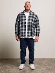 BadRhino Big & Tall Navy Blue Brushed Check Shirt - Image 3 of 7