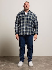 BadRhino Big & Tall Navy Blue Brushed Check Shirt - Image 4 of 7