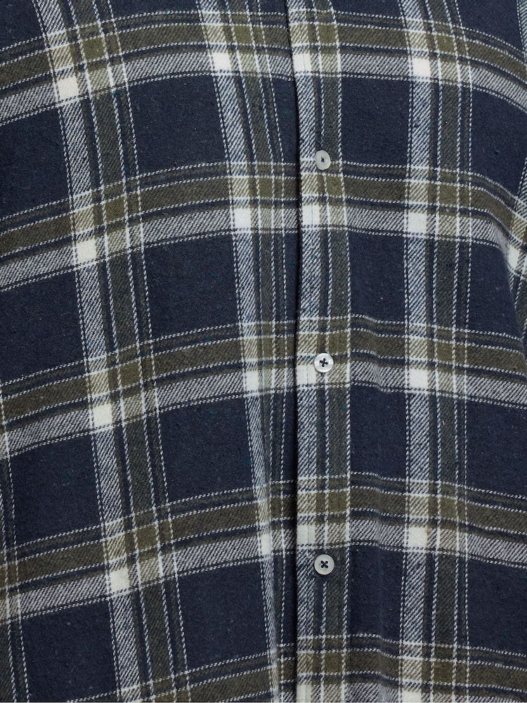 BadRhino Big & Tall Navy Blue Brushed Check Shirt - Image 7 of 7