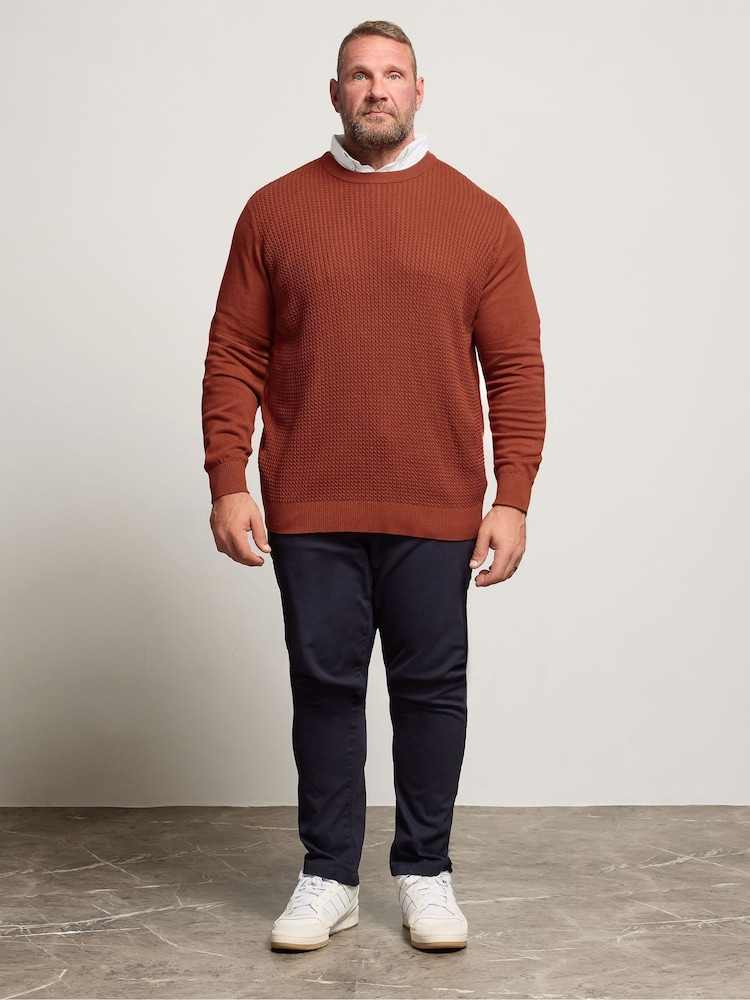 BadRhino Big & Tall Orange Cable Mockshirt Knitted Jumper - Image 2 of 6