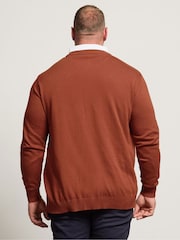 BadRhino Big & Tall Orange Cable Mockshirt Knitted Jumper - Image 3 of 6