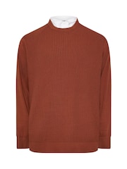BadRhino Big & Tall Orange Cable Mockshirt Knitted Jumper - Image 5 of 6