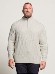 BadRhino Big & Tall Natural Cable Half Zip Knitted Jumper - Image 1 of 6