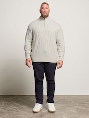 BadRhino Big & Tall Natural Cable Half Zip Knitted Jumper - Image 2 of 6