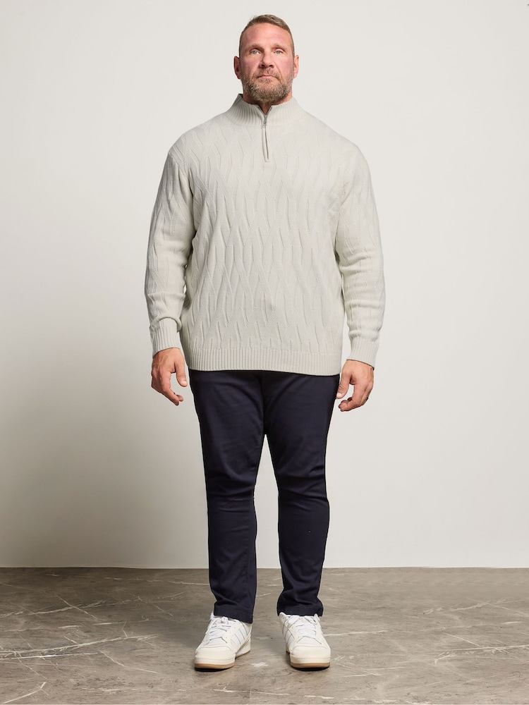 BadRhino Big & Tall Natural Cable Half Zip Knitted Jumper - Image 2 of 6