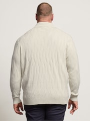 BadRhino Big & Tall Natural Cable Half Zip Knitted Jumper - Image 3 of 6