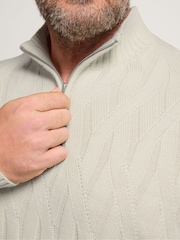 BadRhino Big & Tall Natural Cable Half Zip Knitted Jumper - Image 4 of 6