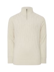 BadRhino Big & Tall Natural Cable Half Zip Knitted Jumper - Image 5 of 6