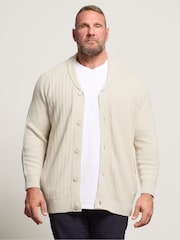 BadRhino Big & Tall Natural Shawl Knitted Cardigan - Image 1 of 6