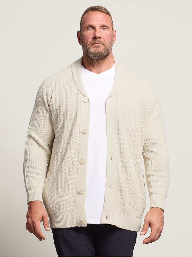 BadRhino Big & Tall Natural Shawl Knitted Cardigan - Image 1 of 6 BadRhino Big & Tall Natural Shawl Knitted Cardigan - Image 1 of 6