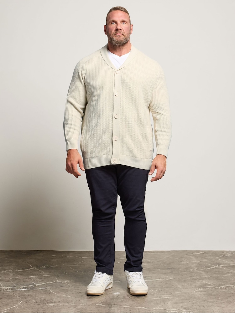 BadRhino Big & Tall Natural Shawl Knitted Cardigan - Image 2 of 6 BadRhino Big & Tall Natural Shawl Knitted Cardigan - Image 2 of 6