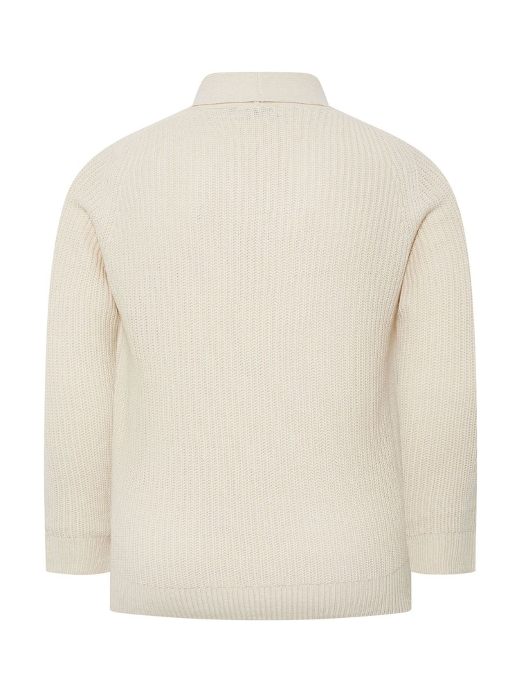BadRhino Big & Tall Natural Shawl Knitted Cardigan - Image 6 of 6 BadRhino Big & Tall Natural Shawl Knitted Cardigan - Image 6 of 6