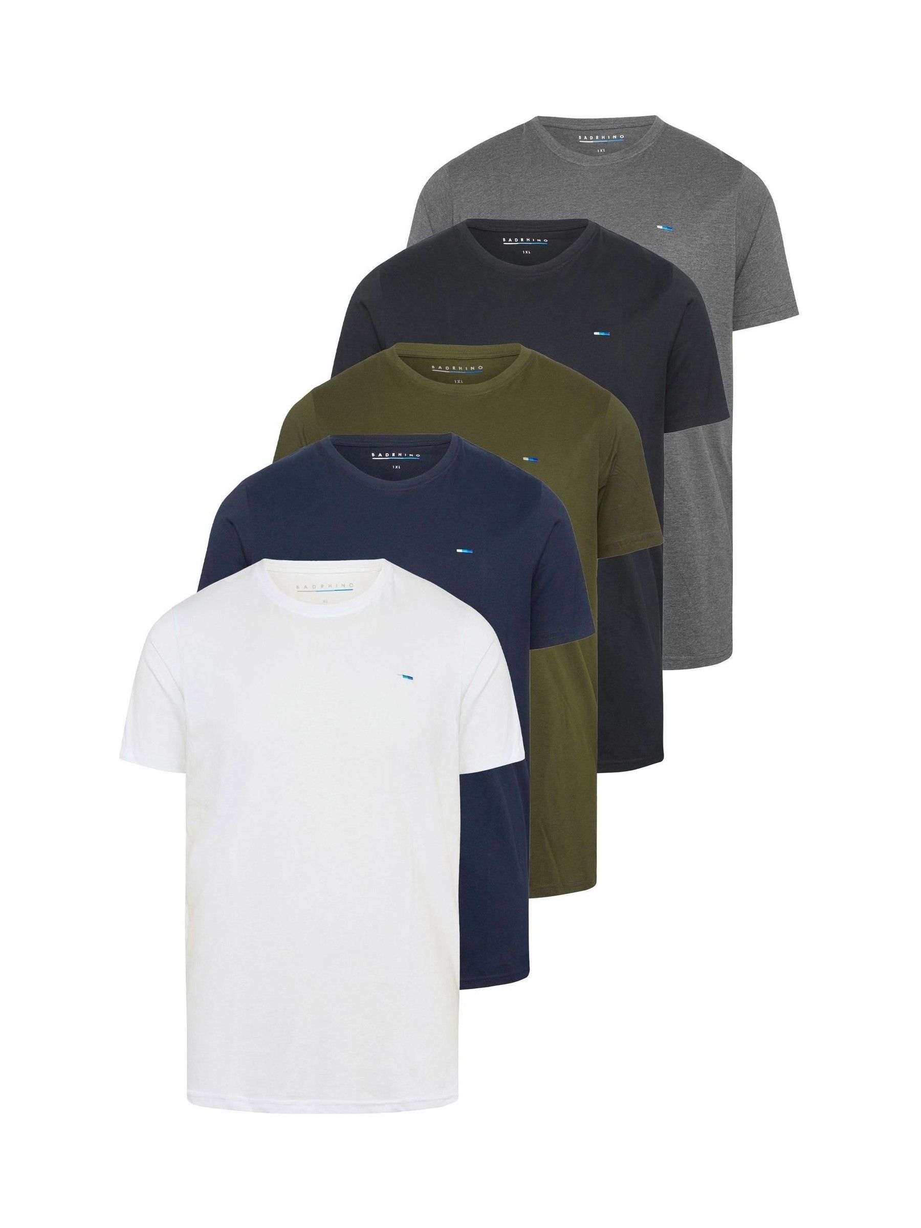 Badrhino Grey Pack Of 5 Extra Long Core T-Shirts - Image 4