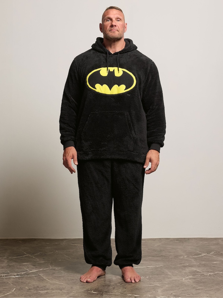 BadRhino Big & Tall Black Batman Fleece Pyjamas Set - Image 1 of 6