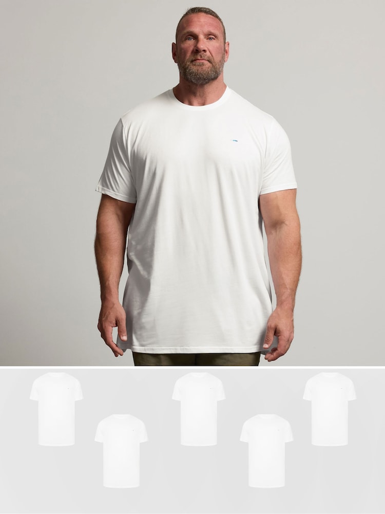 BadRhino Big & Tall White Longline T-Shirts 5 Pack - Image 1 of 8