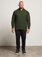 BadRhino Big & Tall Green Cable Half Zip Knitted Jumper - Image 2 of 6