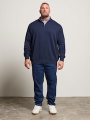 BadRhino Big & Tall Blue Mockshirt Half Zip Milano Jumper - Image 2 of 6