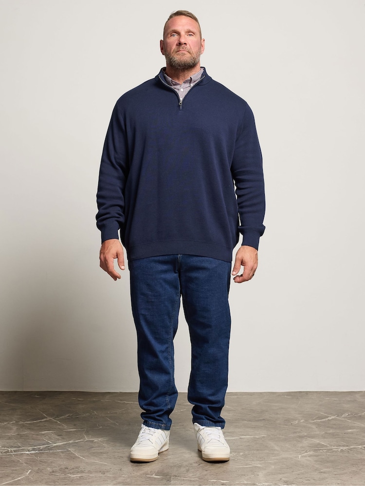 BadRhino Big & Tall Blue Mockshirt Half Zip Milano Jumper - Image 2 of 6