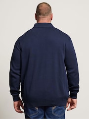 BadRhino Big & Tall Blue Mockshirt Half Zip Milano Jumper - Image 3 of 6