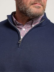BadRhino Big & Tall Blue Mockshirt Half Zip Milano Jumper - Image 4 of 6