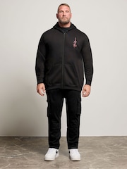 BadRhino Big & Tall Black Samurai Back Print Zip Hoodie - Image 2 of 6