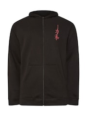 BadRhino Big & Tall Black Samurai Back Print Zip Hoodie - Image 5 of 6