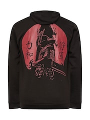 BadRhino Big & Tall Black Samurai Back Print Zip Hoodie - Image 6 of 6