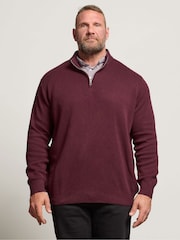 BadRhino Big & Tall Red Mockshirt Half Zip Milano Jumper - Image 1 of 6